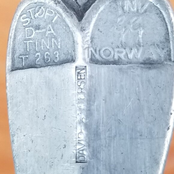 Pewter Serving Utensils "Old Norse" Pattern Salad Spoon Fork Cheese Slicer 3 PC - Picture 8 of 12